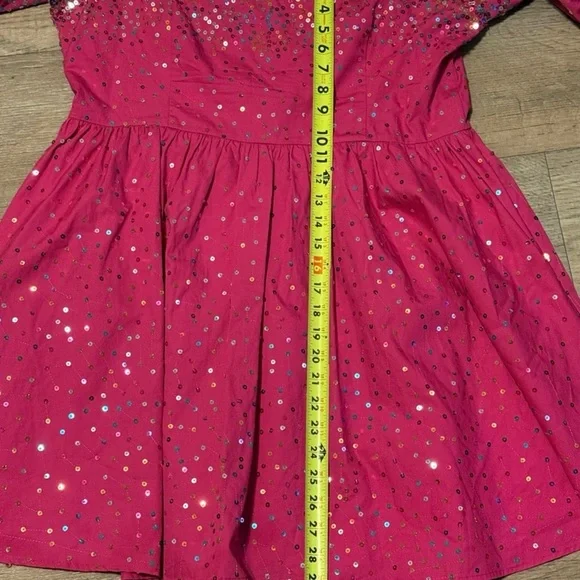 Pink Sequin Puff Sleeve Dress - Picture 10 of 10